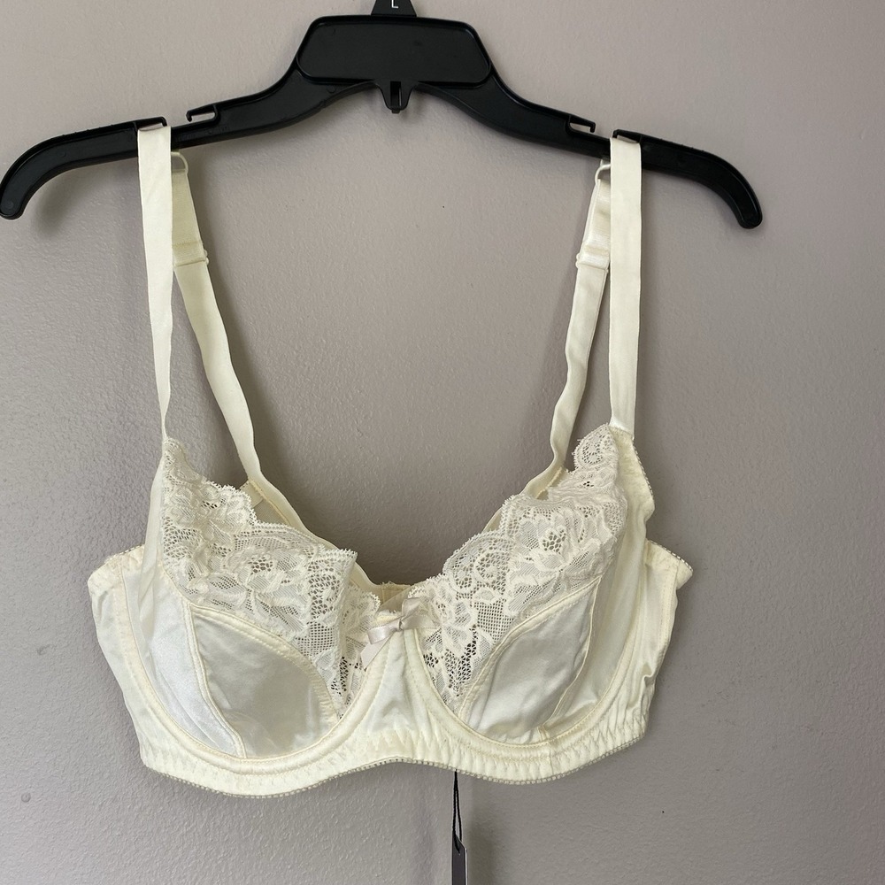 Julianna Rae Silk Blend‎ Underwire Bra beige unlined Size 36DD Lace Detail
